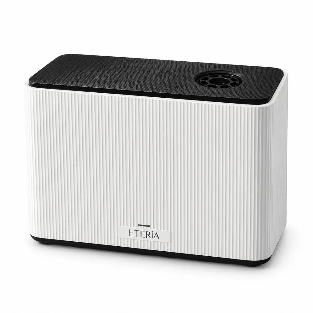 Difusor de aromas profissional ETERIA Nevo Ar 1000 Pro branco com acabamento canelado, vista em perspectiva